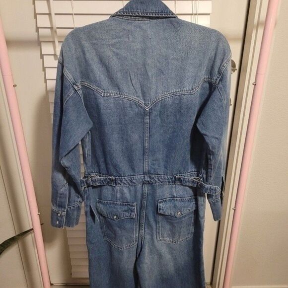 We the Free Townes Denim Jumpsuit Women's XS Utility Oversize - Picture 4 of 6